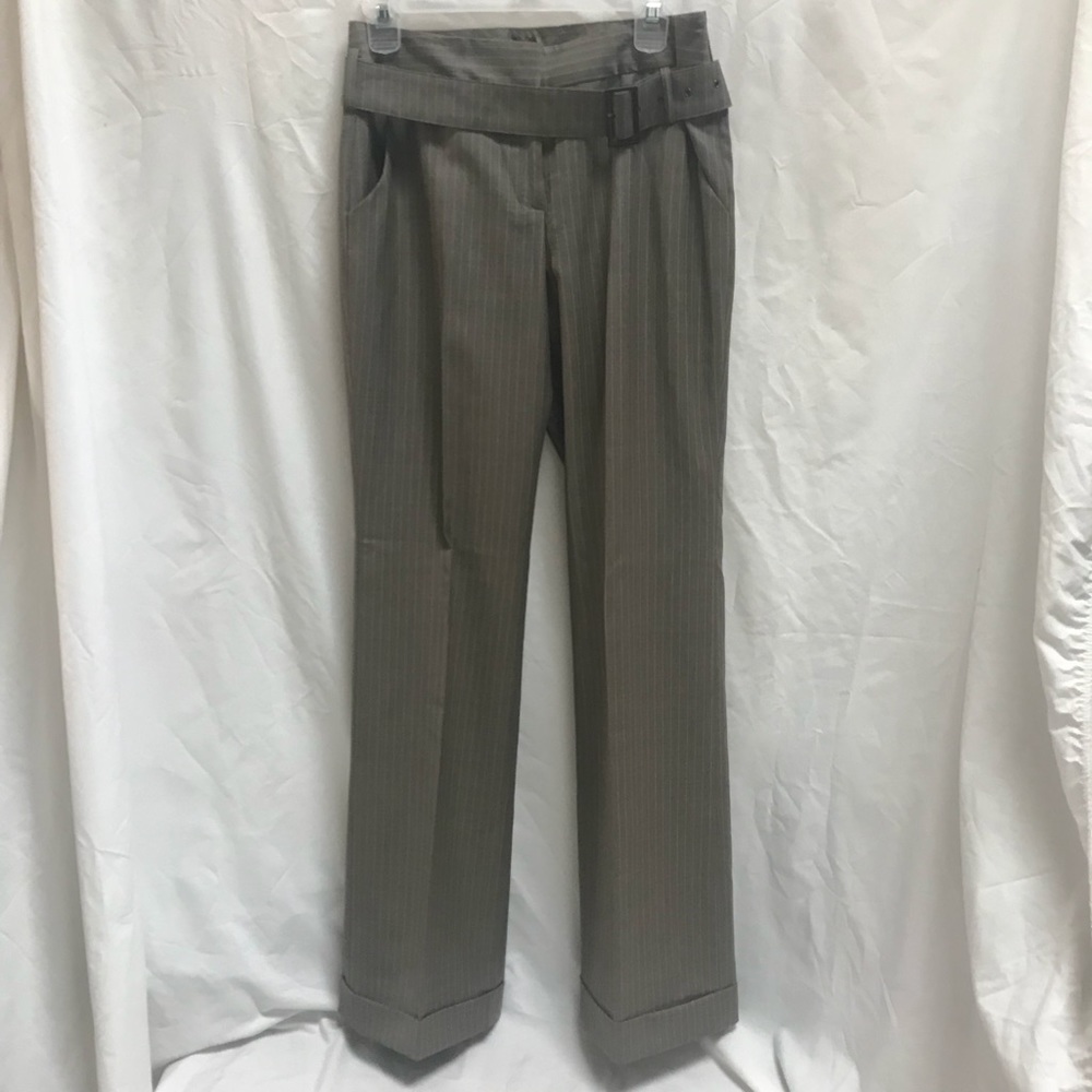 Anne Klein Wool Brown Pinstripe Trousers